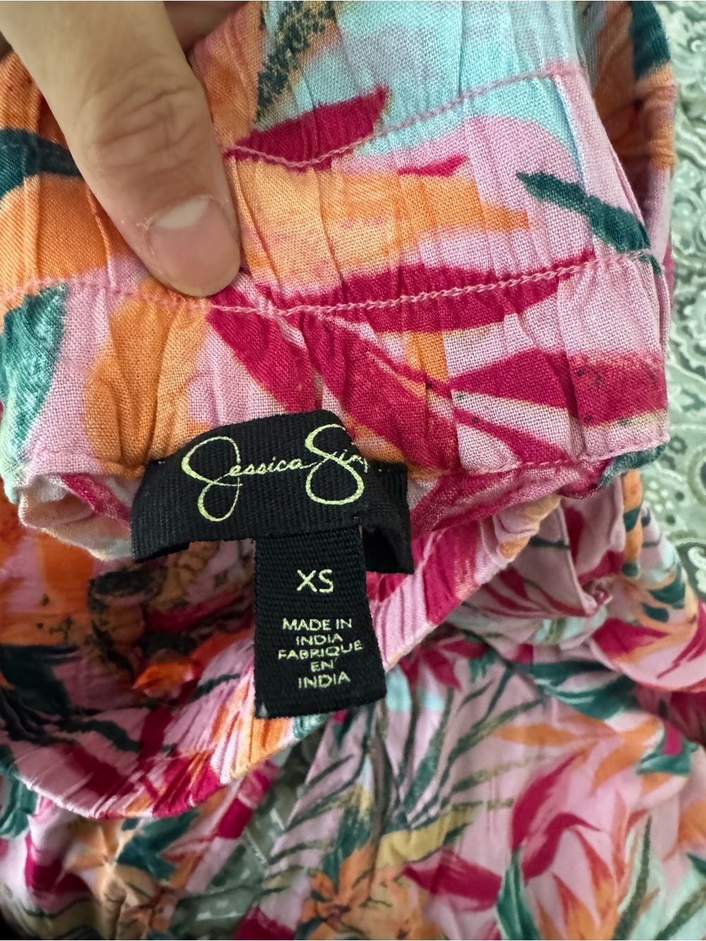 Jessica Simpson Pink Tropical Floral Pants with Orange & Green Accents - Picture 2 of 2